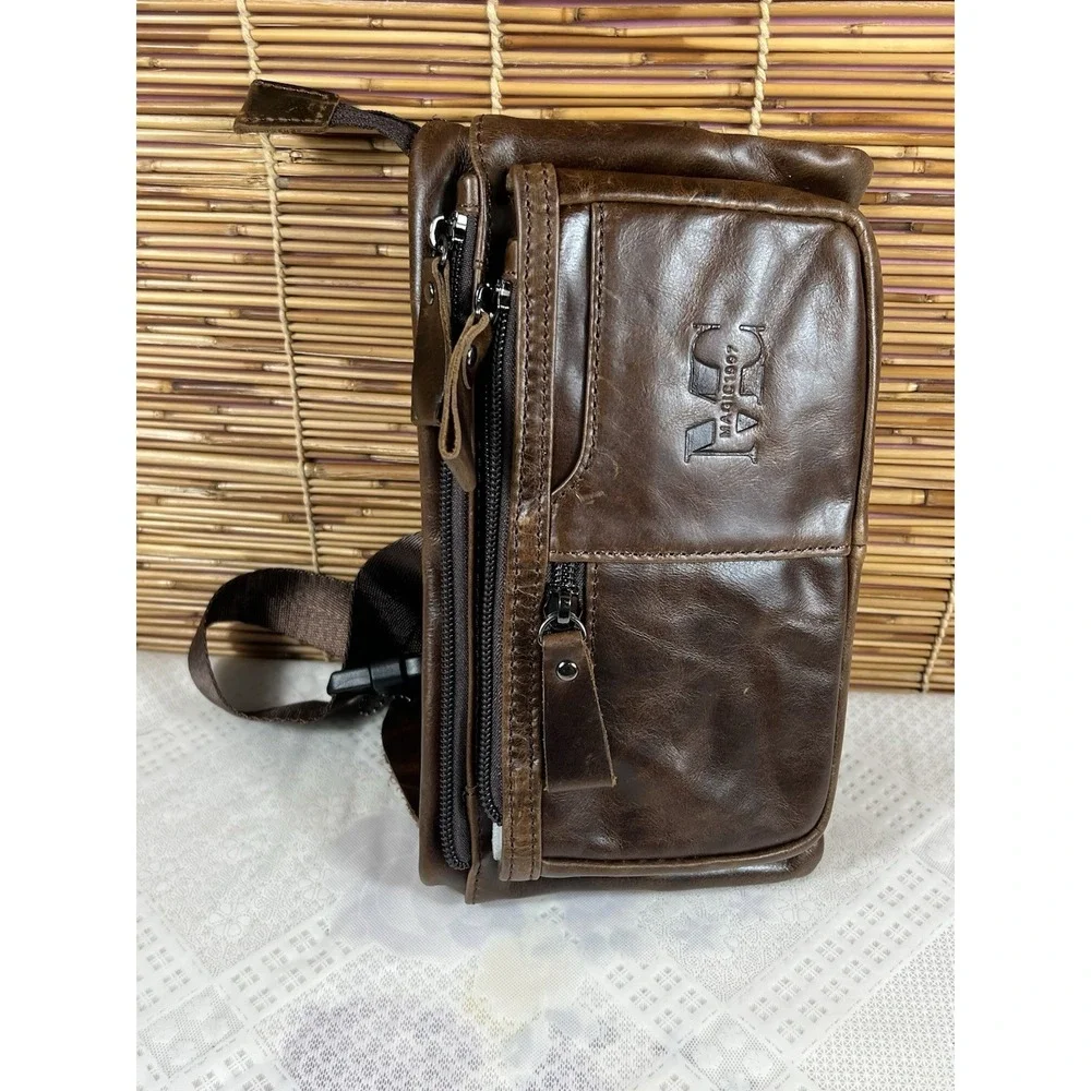 Magic1997 Mens Vintage Leathers Fanny Packs Genuine 6 Pockets Slim Waist